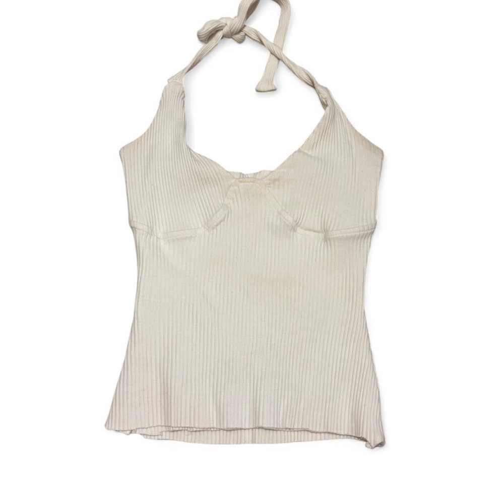Princess Polly Cream Ribbed Top